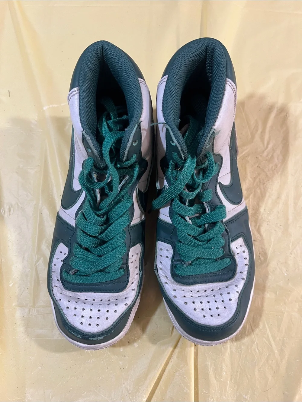Nike Kids High-Top Sneakers in Green and White